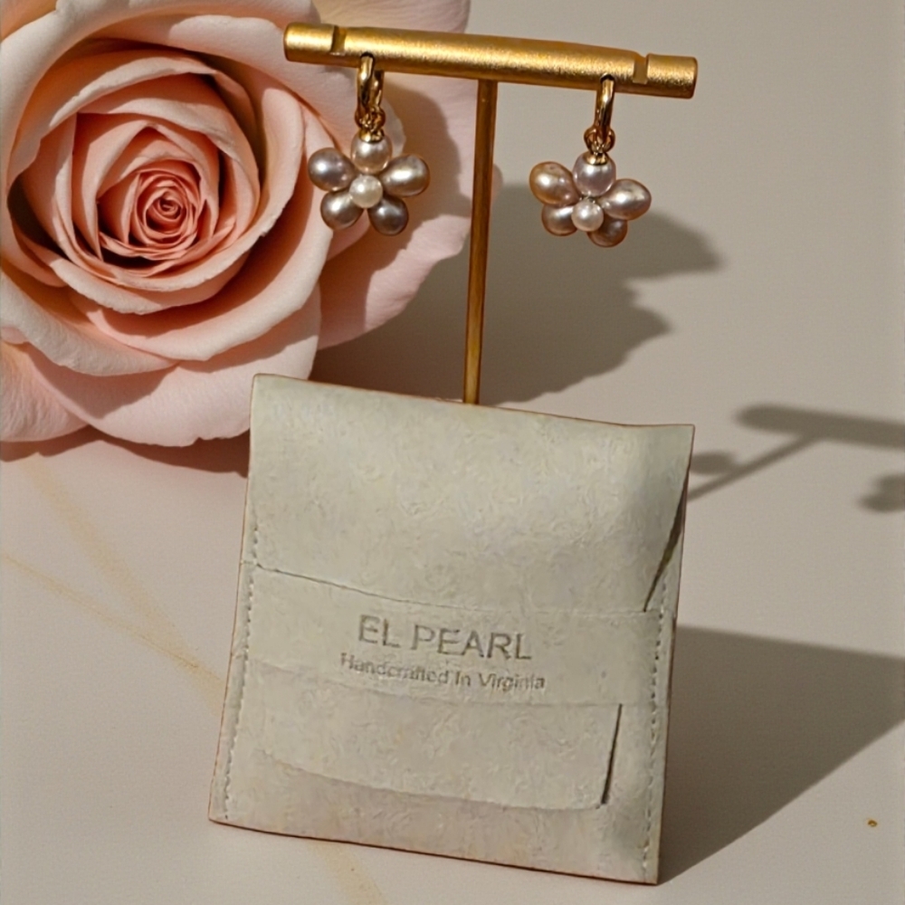 EL PEARL Pearl Cluster Earrings with Gold Accents  FLORAL ARRAGED